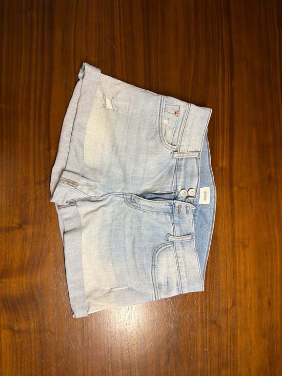 Hudson Pants - Hudson Light Wash Distressed Cuffed Denim Shorts with Flap Pockets